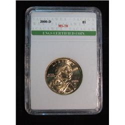 286. 2000 D Sacagawea Dollar ENGS slabbed MS 70.