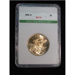 287. 2001 D Sacagawea Dollar ENGS slabbed MS 70.