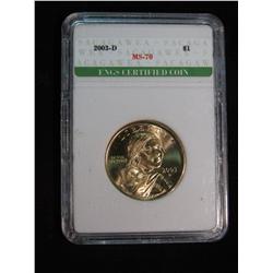 290. 2003 D Sacagawea Dollar ENGS slabbed MS 70.