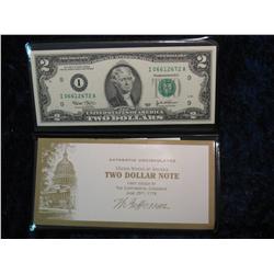 294. Series 2003 Crisp Unc $2 Federal Reserve Note in holder