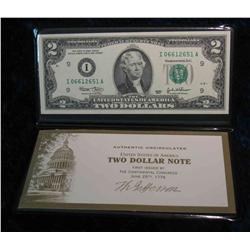 295. Series 2003 Crisp Unc $2 Federal Reserve Note in holder