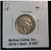 Image 1 : 362. 1913 P Type One Buffalo Nickel. VF. Est. Value $16.00