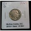 364. 1916 S Buffalo Nickel. G. Est. Value $11.00