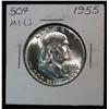 Image 1 : 408. 1955 P Franklin Half Dollar. MS 63.