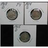 Image 1 : 563. 1913D T.1, 14S, & 15D Buffalo Nickels. Restored dates. 