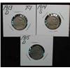 Image 1 : 564. 1913D T.1, 14S, & 15D Buffalo Nickels. Restored dates. 