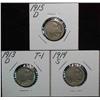 Image 1 : 565. 1913D T.1, 14S, & 15D Buffalo Nickels. Restored dates. 