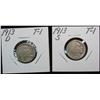 Image 1 : 569. 1913 D & S T.1 Buffalo Nickels. Restored dates. G-4 Redbook is $50.00