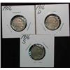 Image 1 : 571. 1916P, D, & S Buffalo Nickels. Restored dates. G-4 Redbook is $27.00