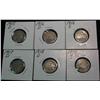 Image 1 : 573. 1915D, 16D, S, 17D, 18D, & S Buffalo Nickels. Restored dates.  