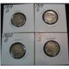Image 1 : 583. 1919D, S, 20D, & 25S Buffalo Nickels. Restored dates.  