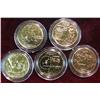 Image 1 : 653. (5) Different 2002 Statehood Quarters. All with 24K Gold overlay & encapsulated.