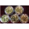 Image 2 : 654. (5) Different 2003 Statehood Quarters. All with 24K Gold overlay & encapsulated.