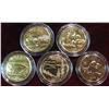 Image 1 : 656. (5) Different 2005 Statehood Quarters. All with 24K Gold overlay & encapsulated.