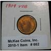Image 1 : 662. 1909 P VDB Lincoln Cent. Brilliant Red MS 63.