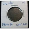 Image 1 : 828. 1900H Canadian Large Cent. Brown Unc.