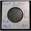 Image 1 : 849. 1865 British Half-Penny. EF. Cat. Value $265.00