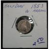 Image 1 : 1103. 1853 Arrows Liberty Seated Half Dime. G With Dents.