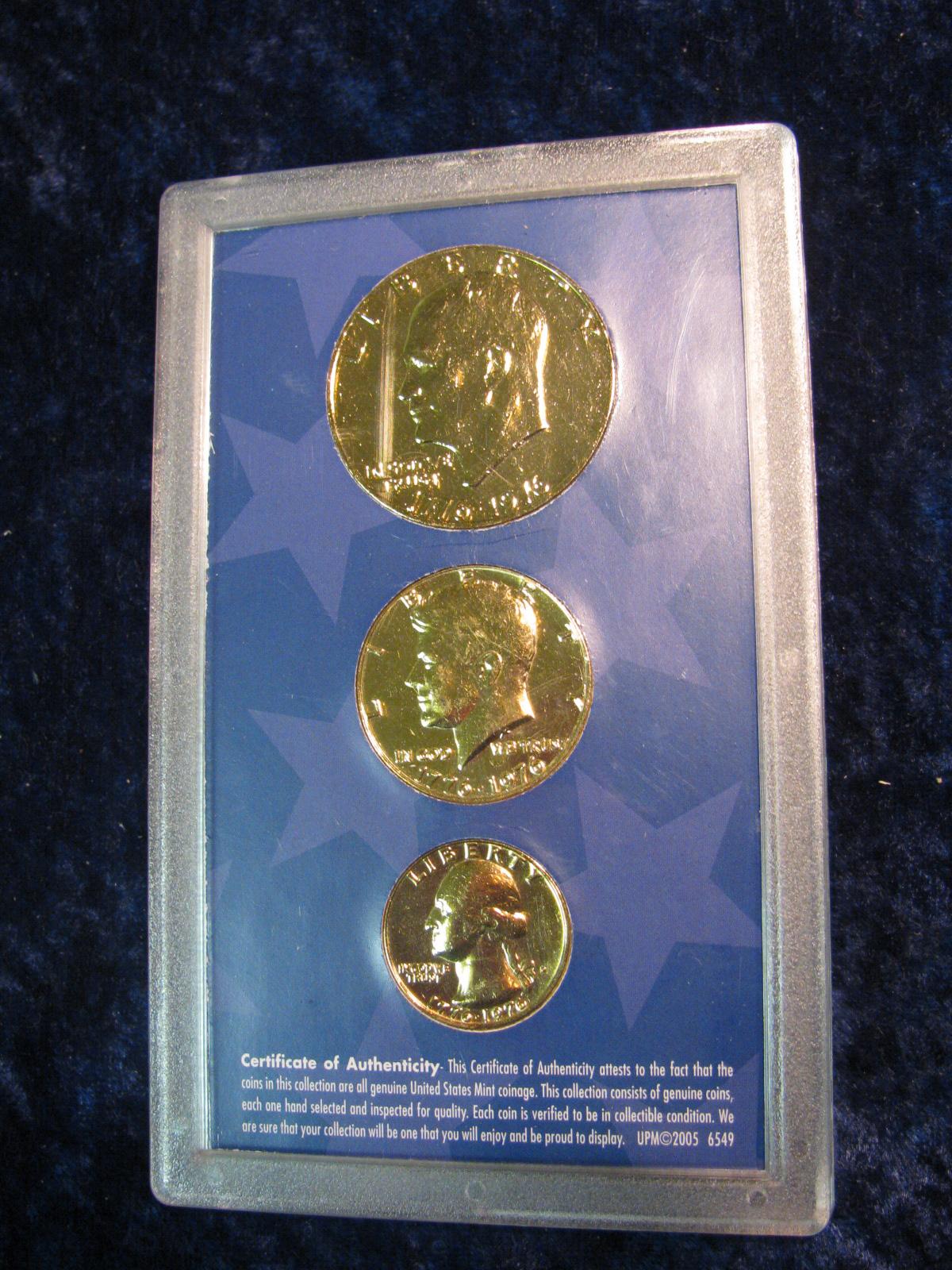 1147. 24K Gold Bicentennial Collection. Quarter, Half & Dollar.