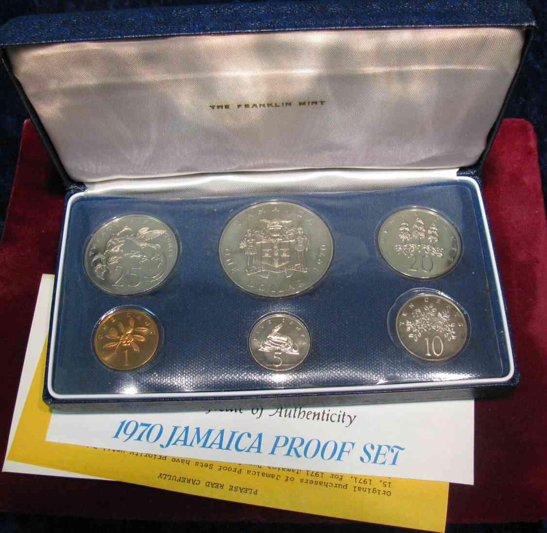 1254. 1970 Jamaica 6Coin Proof Set. Original as Issued.