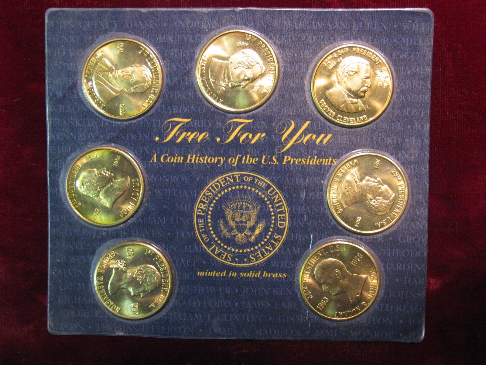 1290. Reader's Digest Presidential Brass 7 Coin Set.