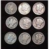 1320. 1915 Barber & (8) Silver Mercury Dimes. Including 1919S AG-G, EF.