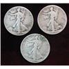 1322. 1918P, 35P & 42P Walking Liberty Halves.