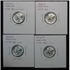 1344. 1940D, 40S, 43D, 45P Mercury Dimes. AU-BU.
