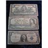 Image 1 : 1378. 1934,1937 Canada $1 Notes,1957 U.S. $1 Silver Certificate. Circulated