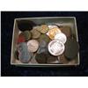 Image 1 : 1383. (80) Assorted World Coins In Box, Some Silver Coins.