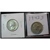 1451. 1941 S,42 S Washington Silver Quarters. AU,XF