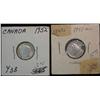 1488. 1947 ML & 1952 Canada Silver Dimes. AU