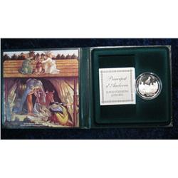 1513. 2000 Nativity Silver Proof Coin In Display Folder.