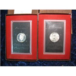 1518. 1971 S Silver UNC. & Proof Eisenhower Dollars in brown Boxes.