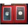 Image 2 : 1518. 1971 S Silver UNC. & Proof Eisenhower Dollars in brown Boxes.