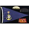Image 1 : BRITISH NAVAL GUIDON AND THREE CAPS.