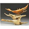 Image 1 : BOG ROOT CEDAR CARVING OF A FLYING DUCK.