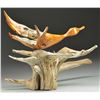 Image 2 : BOG ROOT CEDAR CARVING OF A FLYING DUCK.