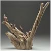 Image 2 : DESERT IRON WOOD SCUPLTURE W/ SMALL QUAILS