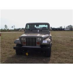 1991 JEEP WRANGLER 4X4, S/N J141781 6 CYL GAS