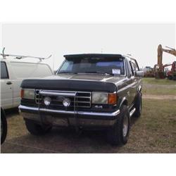 1990 FORD BRONCO 4X4, S/N A80846, V8 GAS, A/T
