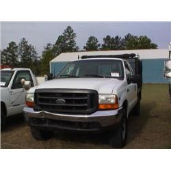 1999 FORD F250 4X4 EXTENDED CAB FLATBED DUMP,