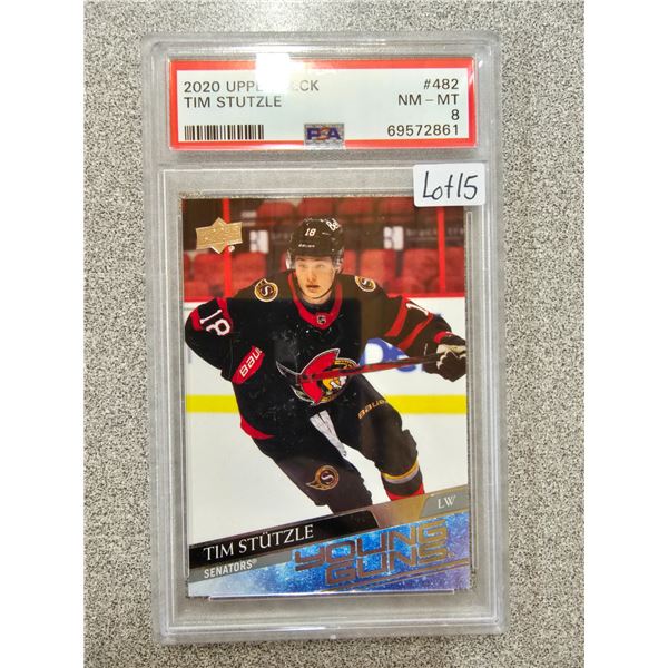 Tim Stutzle Young Guns 2020-21 Upper Deck #482 PSA 8