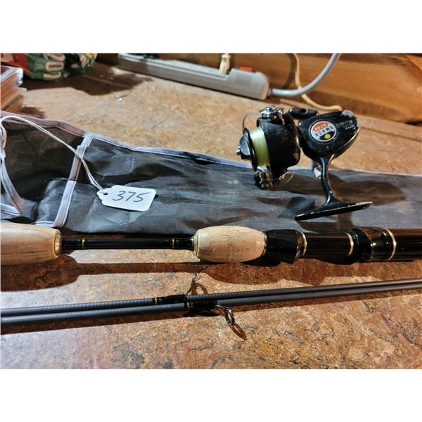 6'6" Rosewood carbon fishing rod with extra second section and case. Also, bonus smack reel - rods a