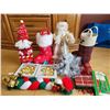 Image 1 : Xmas Lot - 11 glass ornaments, St. Nicholas, stacking boxes, stockings
