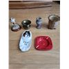 Image 1 : Misc items - Tin Coca-Cola Ashtray, stone toothpick holder, Falcon figurine