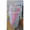 Image 1 : wrapping paper bin with wrapping paper, bows, cards, etc.