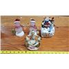 Image 1 : Set of 4, 2 light up Snowman figurines, snowman candle holder, & singing snowman water fountain