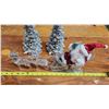 Image 2 : Santa in plastic sleigh and 2 plastic reindeer attached & 2 silver porcelain trees