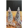 Image 3 : Santa in plastic sleigh and 2 plastic reindeer attached & 2 silver porcelain trees